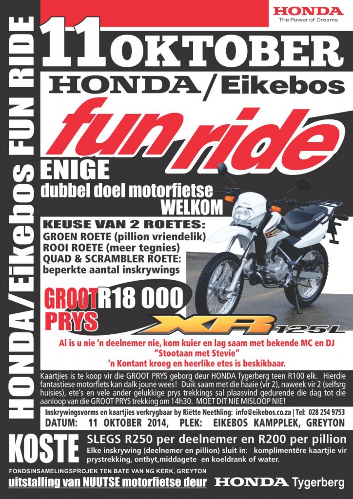Honda Eikebos 2014 fun ride advertensie